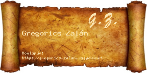 Gregorics Zalán névjegykártya
